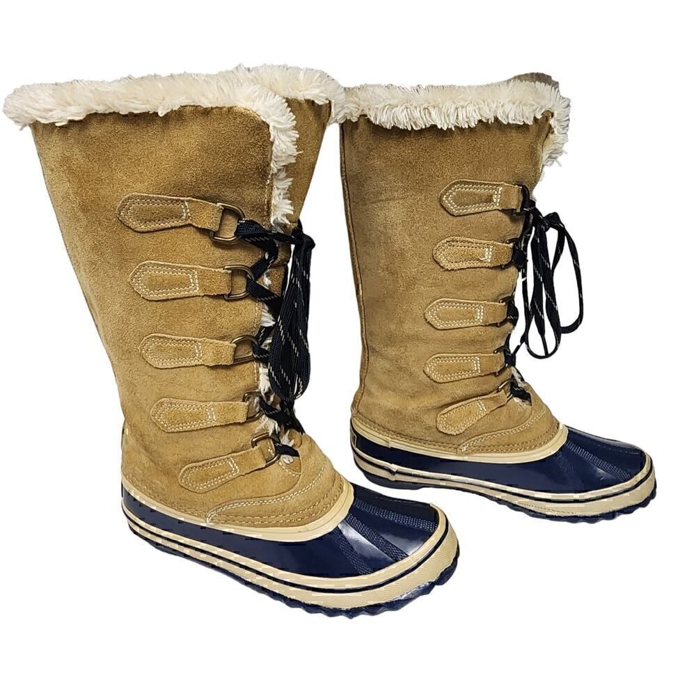 Sporto Blake Tall Suede Faux Fur Lace Up Insulated Winter Duck Boots Size 7